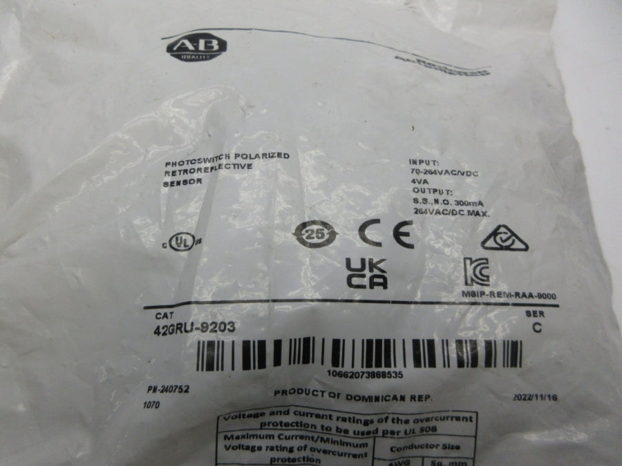 ALLEN BRADLEY 42GRU-9203 SER. C 70-264VAC/DC NSMP