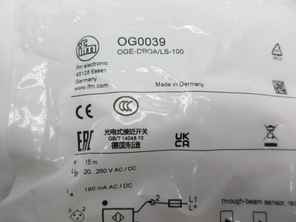 IFM EFECTOR OG0039 OGE-DBOA/LS-100 20-250VAC/DC NSMP