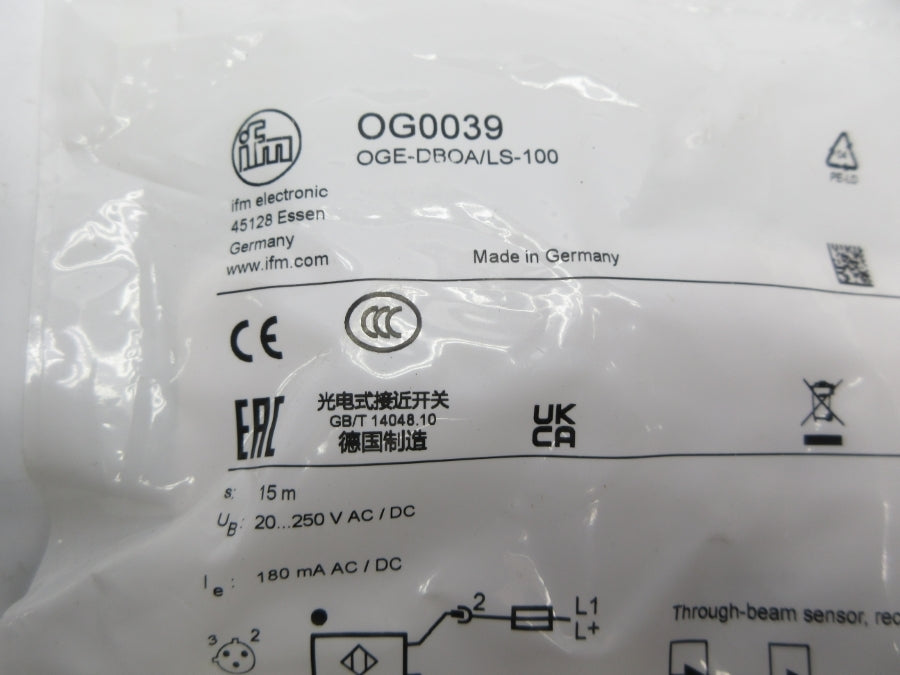 IFM EFECTOR OG0039 OGE-DBOA/LS-100 20-250VAC/DC NSMP