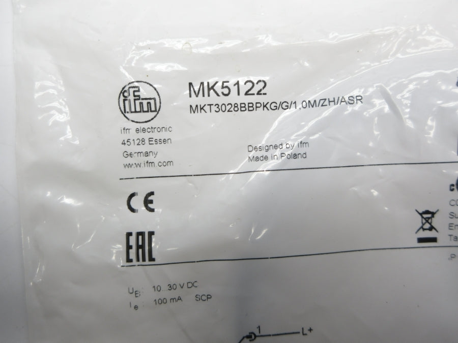 IFM EFECTOR MK5122 MKT3028BBPKG/G/1.0M/ZH/ASR 10-30VDC NSMP