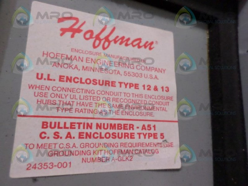 HOFFMAN A51 TYPE 12/13 ENCLOSURE UNMP