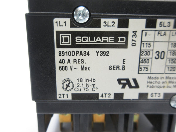 SQUARE D 8910DPA34V14 SER. B 24V 40A NSNP