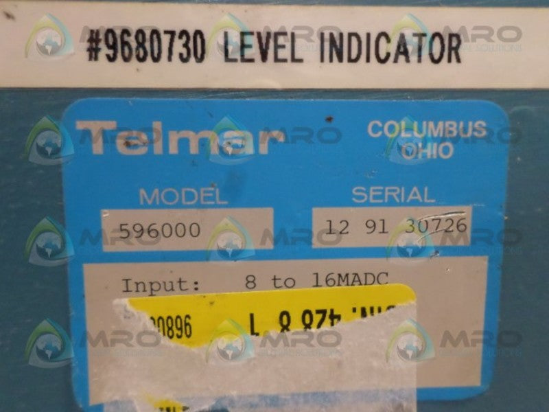TELMAR 596000 ANALOG LOCAL INDICATOR 8-16MADC (AS PICTURED) UNMP