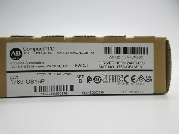 ALLEN BRADLEY 1769-OB16P SER. B F/W 3.1 24VDC DATE: 2023 NSFS