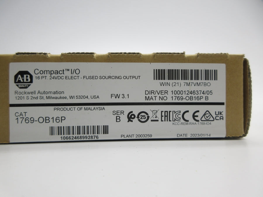 ALLEN BRADLEY 1769-OB16P SER. B F/W 3.1 24VDC DATE: 2023 NSFS