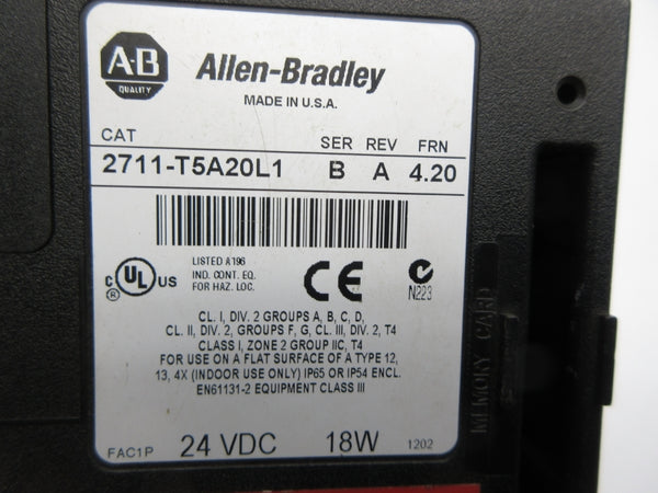 ALLEN BRADLEY 2711-T5A20L1 SER. B F/W 4.20 REV. A UNMP
