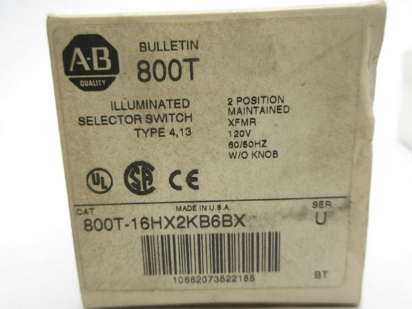 ALLEN BRADLEY 800T-16HX2KB6BX SER. U 120VAC (AS PICTURED) (WH) NSMP