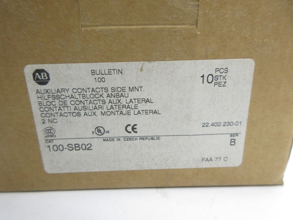 INDUSTRIAL SPARE PART 100-SB02 SER. B 600VAC 10A (PKG OF 10) (BR/WH) NSMP