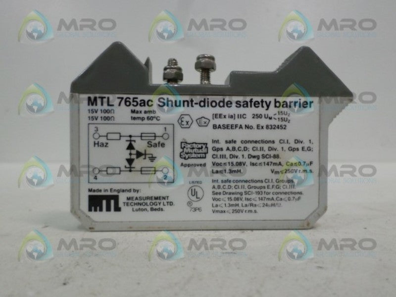 MEASUREMENT TECHNOLOGY MTL765ac SHUNT-DIODE SAFETY BARRIER UNMP