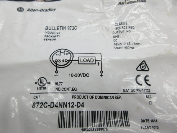 ALLEN BRADLEY 872C-D4NN12-D4 SER. D 10-30VDC NSMP