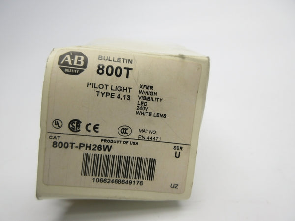 ALLEN BRADLEY 800T-PH26W SER. U 240V (WH) NSMP