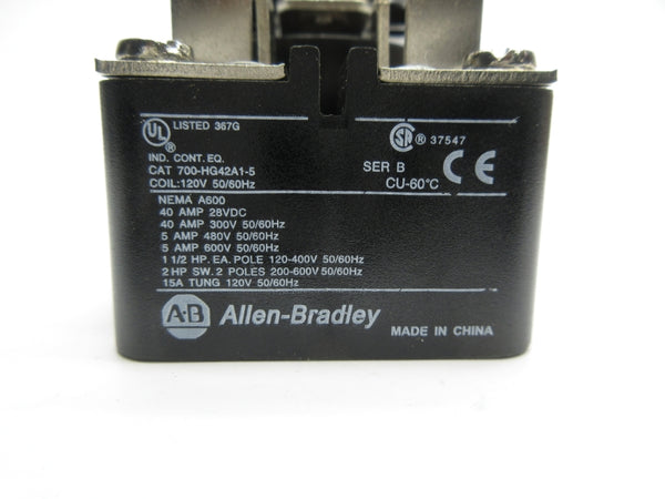 ALLEN BRADLEY 700-HG42A1-5 SER. B 120V NSNP