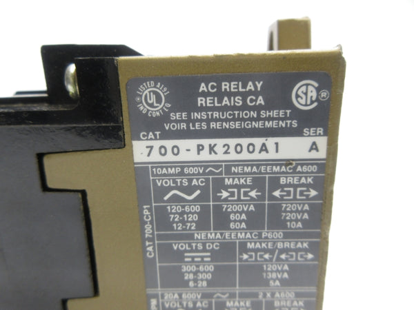 ALLEN BRADLEY 700-PK200A1 SER. A 110/120V NSNP