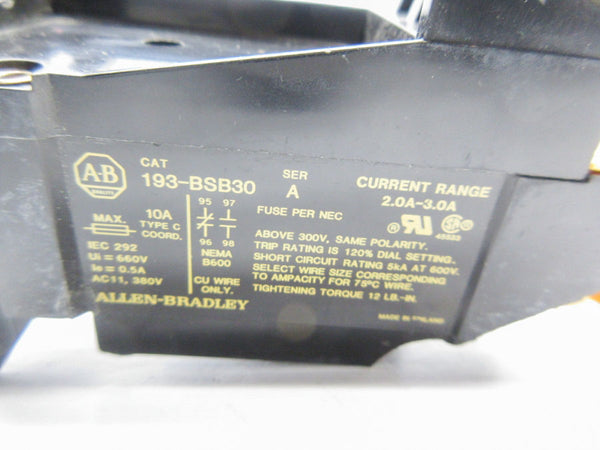 ALLEN BRADLEY 193-BSB30 SER. A 2.0-3.0A NSNP