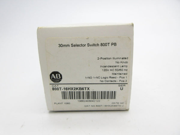 ALLEN BRADLEY 800T-16HX2KB6TX SER. U 120VAC (AS PICTURED) (WH) NSMP