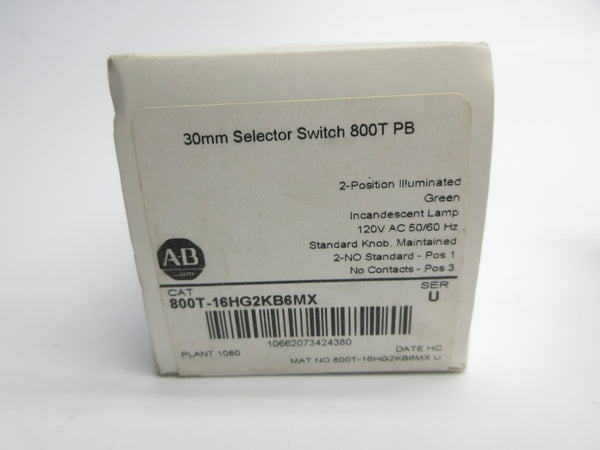 ALLEN BRADLEY 800T-16HG2KB6MX SER. U 120VAC (WH) NSMP