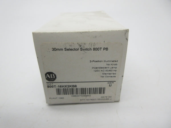 ALLEN BRADLEY 800T-16HX2KB6 SER. U 120VAC (AS PICTURED) (WH) NSMP