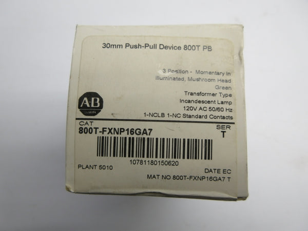 ALLEN BRADLEY 800T-FXNP16GA7 SER. T 120VAC (WH) NSFS
