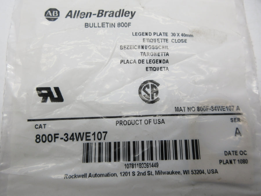 INDUSTRIAL SPARE PART 800F-34WE107 SER. A NSMP