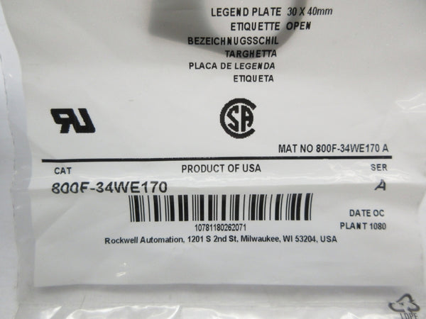 ALLEN BRADLEY 800F-34WE170 SER. A NSMP