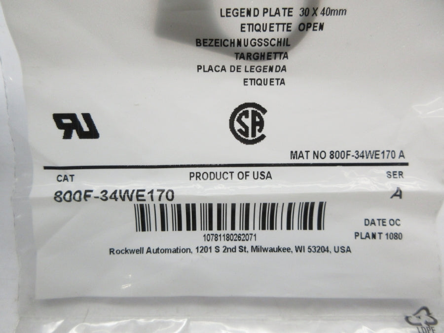 INDUSTRIAL SPARE PART 800F-34WE170 SER. A NSMP