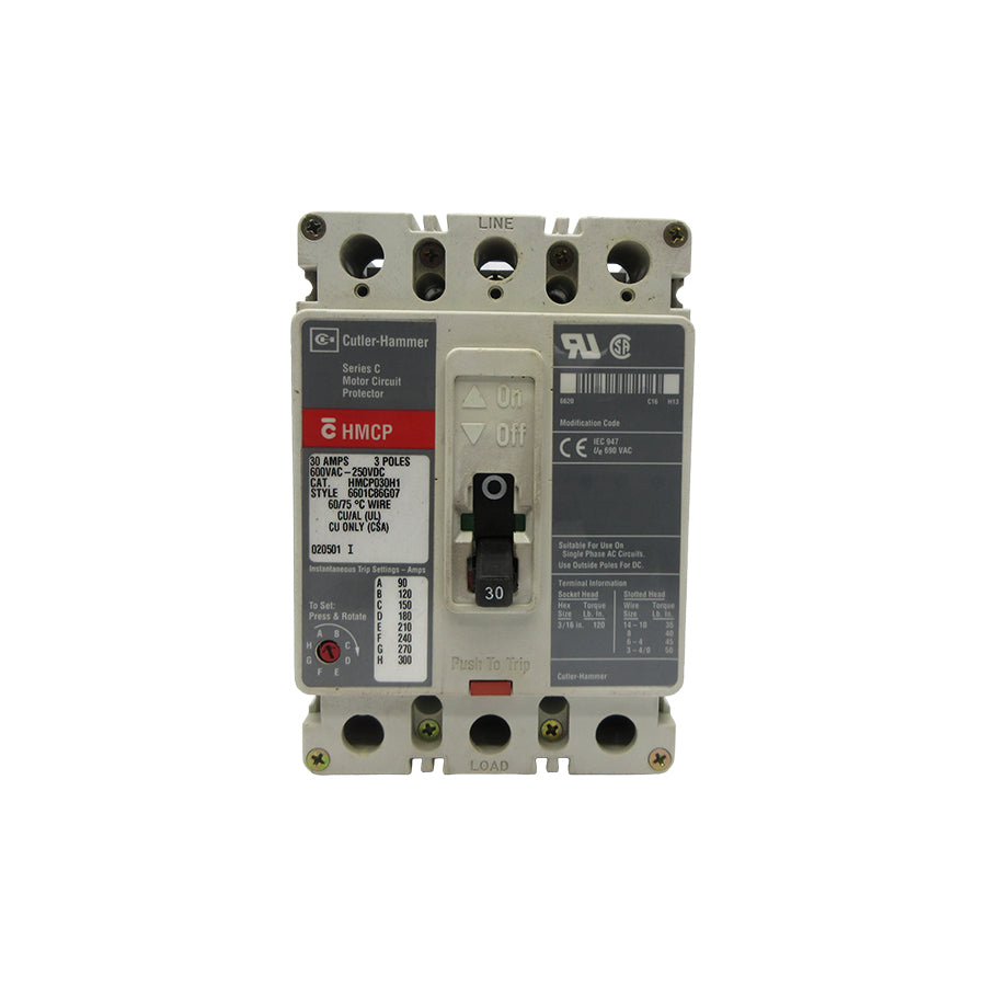 CUTLER HAMMER HMCP030H1 SER. C 600VAC 30A NSNP
