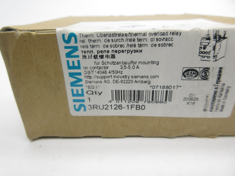 SIEMENS 3RU2126-1FB0 3.5-5.0A NSMP