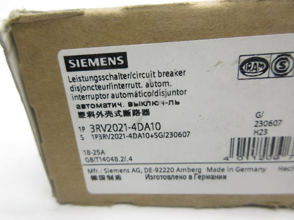 SIEMENS 3RV2021-4DA10 18-25A NSMP