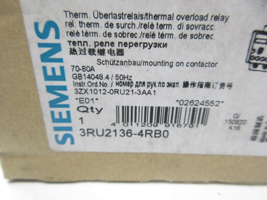 SIEMENS 3RU2136-4RB0 70-80A NSMP