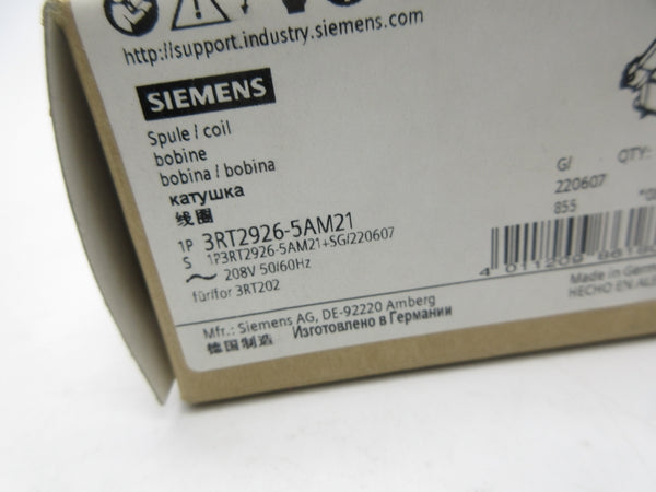 SIEMENS 3RT2926-5AM21 208V NSMP