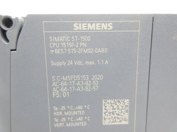 SIEMENS 6ES7515-2FM02-0AB0 24VDC 1.1A NSNP