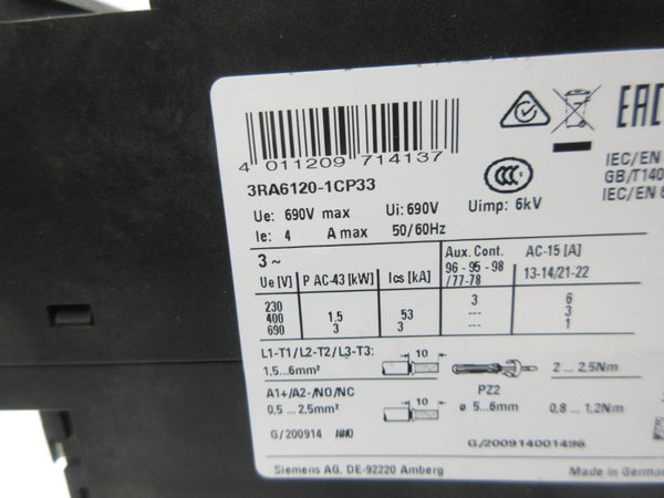 SIEMENS 3RA6120-1CP33 110-240V 1-4A NSNP