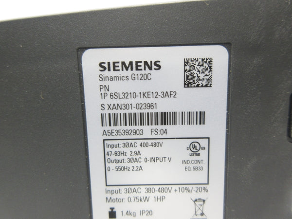SIEMENS 6SL3210-1KE12-3AF2 400-480V 2.9A NSNP