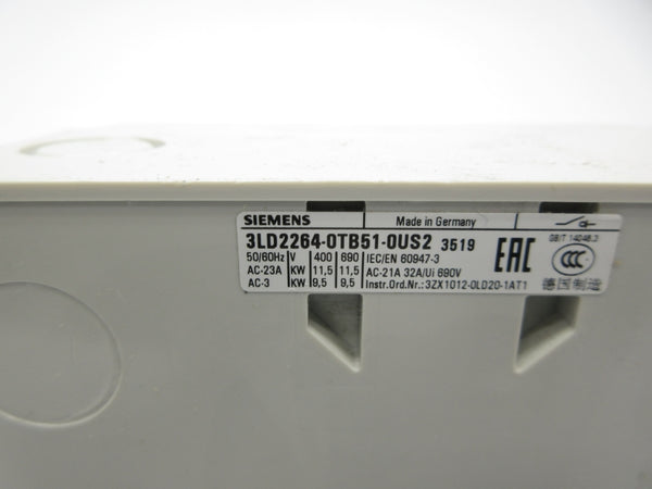 SIEMENS 3LD2264-0TB51-0US2 690V 32A NSNP