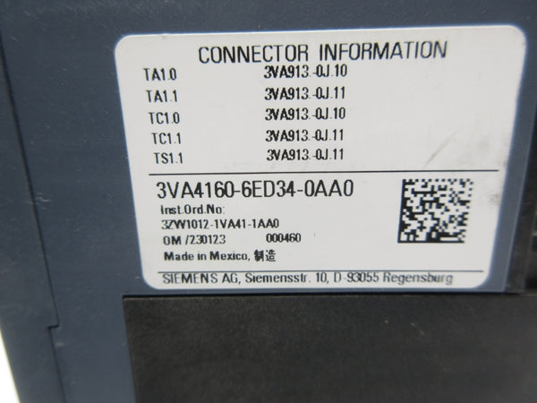 SIEMENS 3VA4160-6ED34-0AA0 480V 60A NSNP