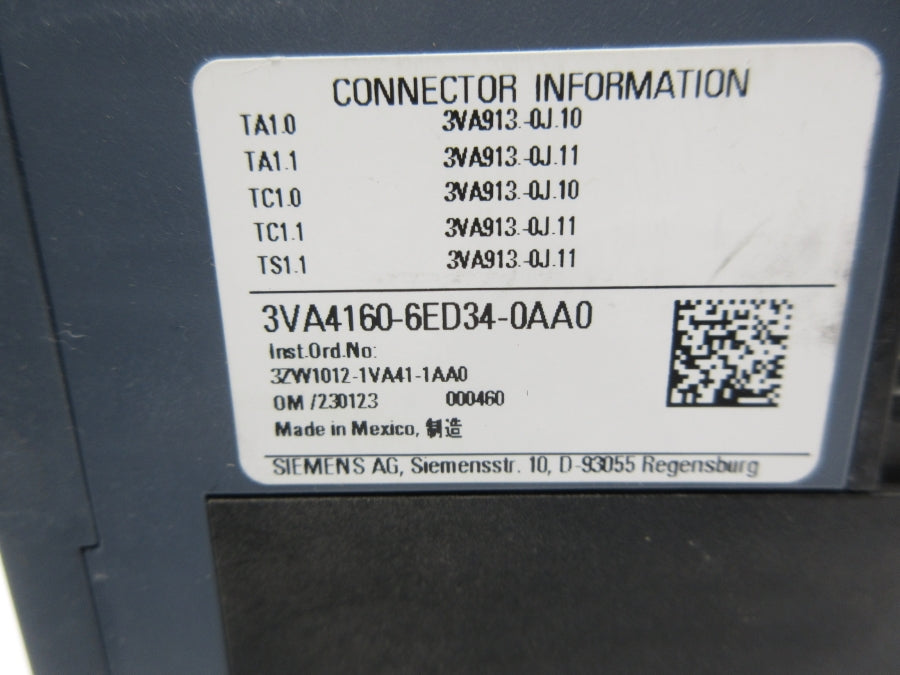 SIEMENS 3VA4160-6ED34-0AA0 480V 60A NSNP