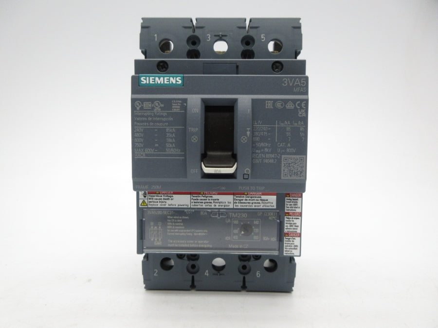 SIEMENS 3VA5280-5EC31-0AA0 600V 80A NSMP