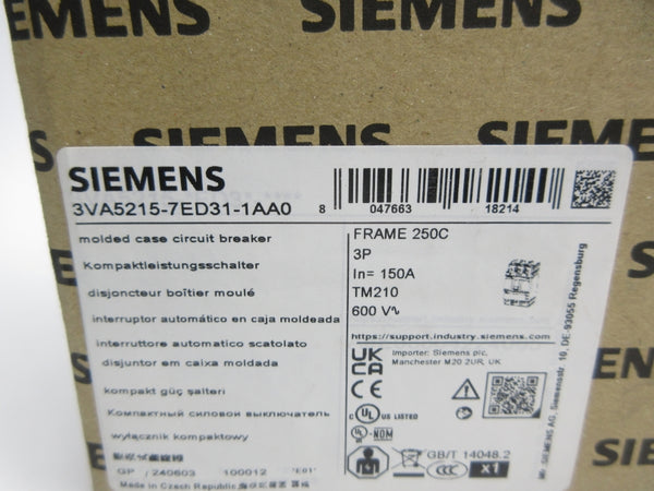 SIEMENS 3VA5215-7ED31-1AA0 600V 150A NSMP