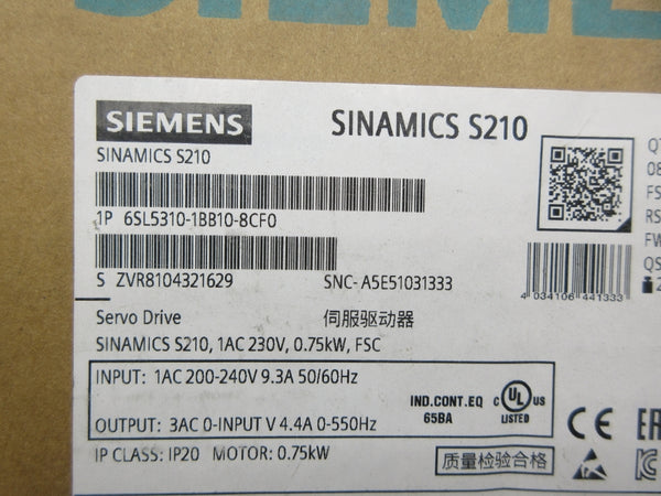 SIEMENS 6SL5310-1BB10-8CF0 200-240V 9.3A NSMP