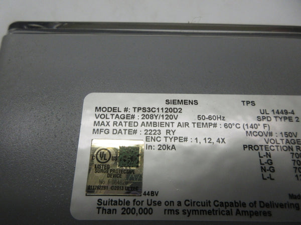 SIEMENS TPS3C1120D2 120V UNMP