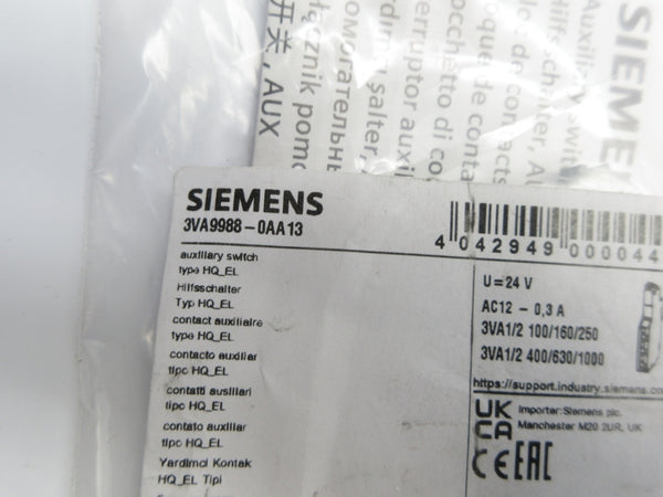 SIEMENS 3VA9988-0AA13 24V 0.3A NSMP