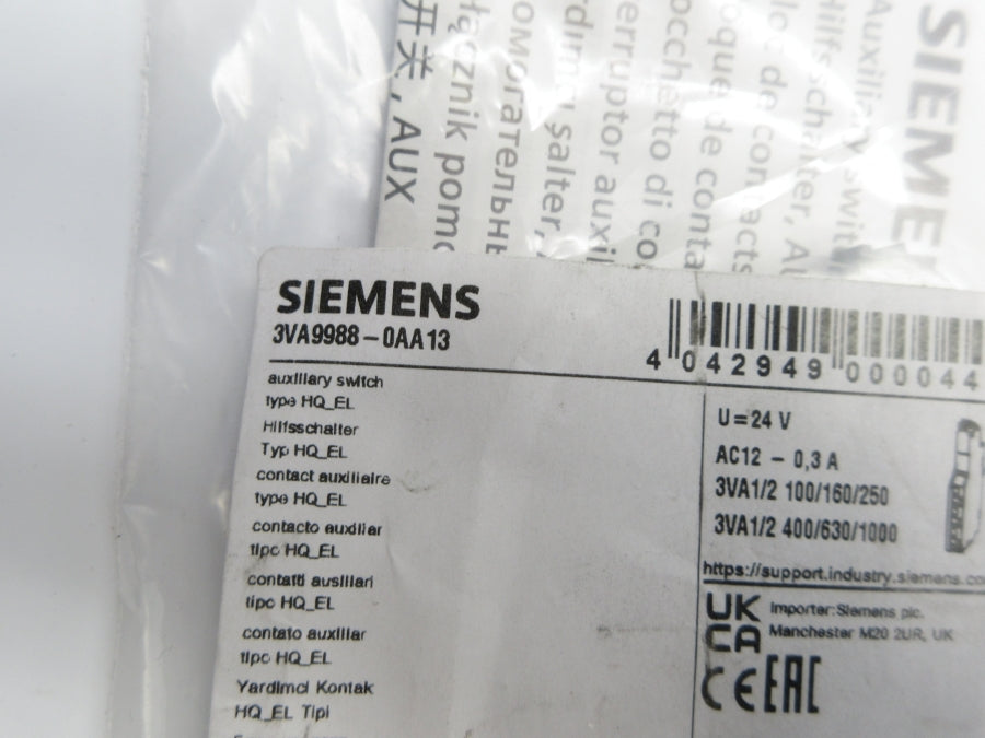 SIEMENS 3VA9988-0AA13 24V 0.3A NSMP
