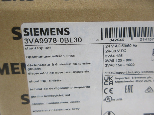 SIEMENS 3VA9978-0BL30 24VAC NSMP