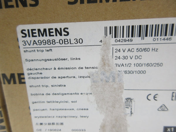 SIEMENS 3VA9988-0BL30 24VAC NSMP