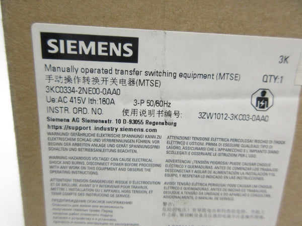 SIEMENS 3KC0334-2NE00-0AA0 415V 160A NSMP