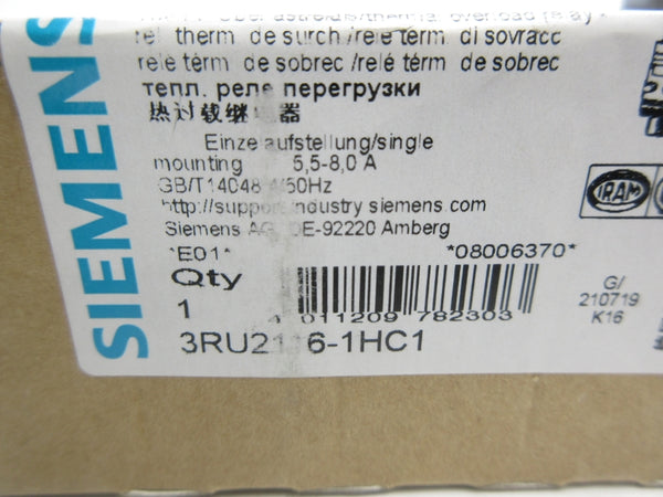 SIEMENS 3RU2116-1HC1 5.5-8.0A NSMP