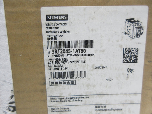 SIEMENS 3RT2045-1AT60 400V 80A NSMP