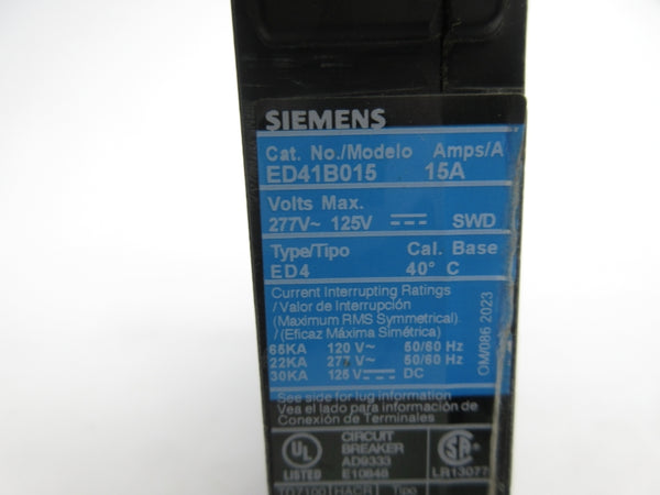 SIEMENS ED41B015 277V 15A UNMP
