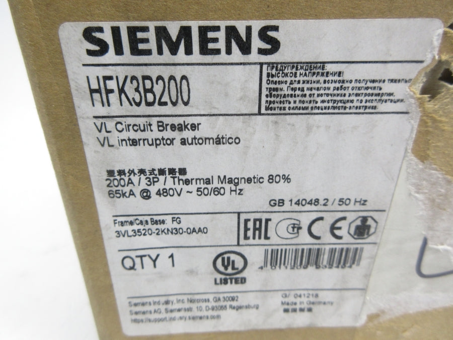 SIEMENS HFK3B200 480V 200A NSMP