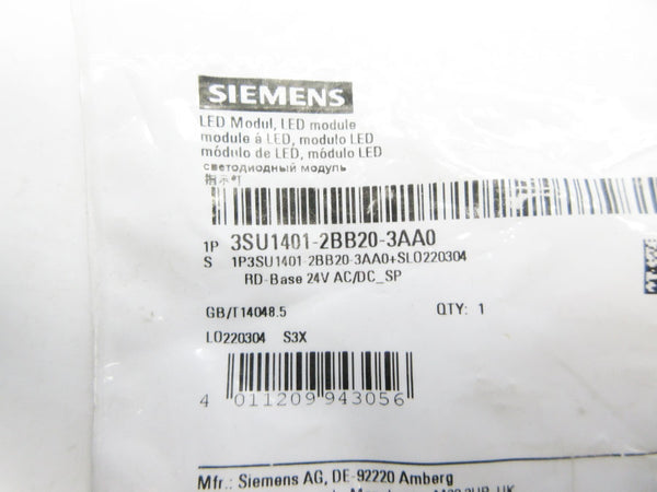 SIEMENS 3SU1401-2BB20-3AA0 24VAC/DC NSMP